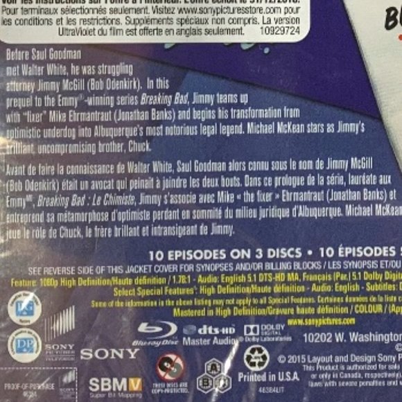 BOGO - Better Call Saul Season One, Bilingual - Blu-ray - NEVER PLAYED - Picture 10 of 10